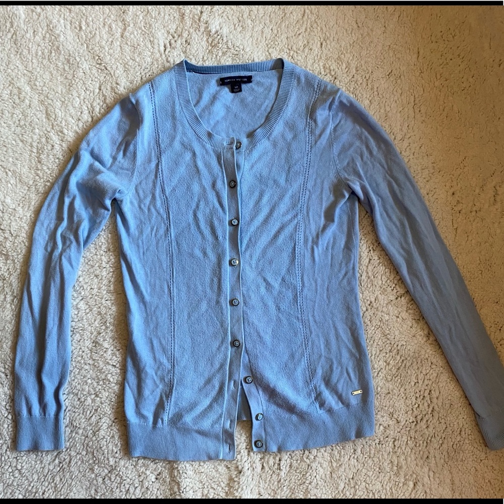 Baby blue Tommy Hilfiger button up sweater